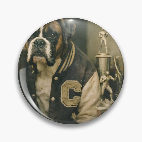 Item preview, Old Bulldog Athlete Wall Art | Proud Vintage Canine Champion Posing with Trophies | Retro Photography Aesthetic Nostalgic Sports Print designed and sold by PaintedPixels01.