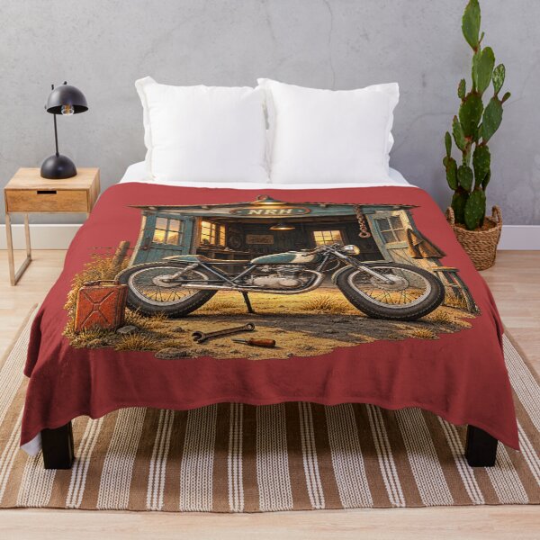 Item preview, Vintage Cafe Racer Motorcycle Shed Garage Art designed and sold by Normandy Road Heritage™ - Vintage Garage Art.