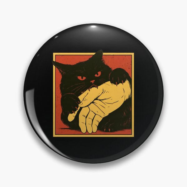 Artikelvorschau, Schwarze Katze beißt in die Hand – Haustierkunst mit schwarzem Humor entworfen und verkauft von OlyvieArt.