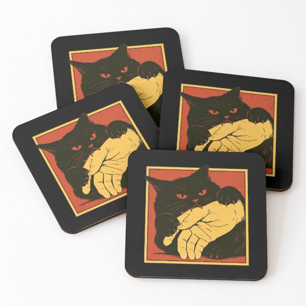 Item preview, Black Cat Biting Hand - Dark Humor Pet Art designed and sold by OlyvieArt.