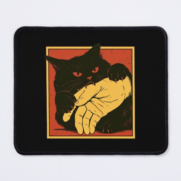 Item preview, Black Cat Biting Hand - Dark Humor Pet Art designed and sold by OlyvieArt.