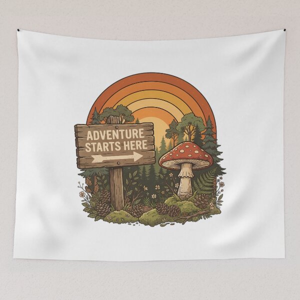 Item preview, Adventure Starts Here Vintage Camping Graphic designed and sold by SHOP-Corner.