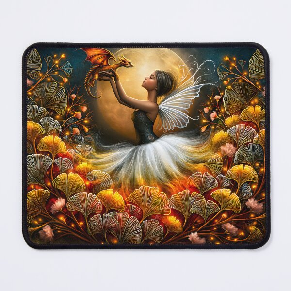 Item preview, Enchanted Fairy with a Dragon Under Moonlight designed and sold by Artessie.