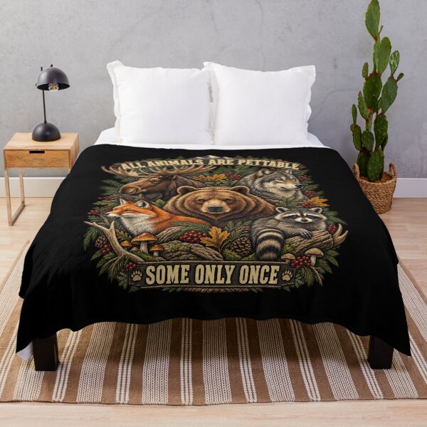 Item preview, All Animals Are Pettable Some Only Once Vintage Retro Nature T-Shirt | Funny Wildlife Lover Graphic Gift designed and sold by Trendably.
