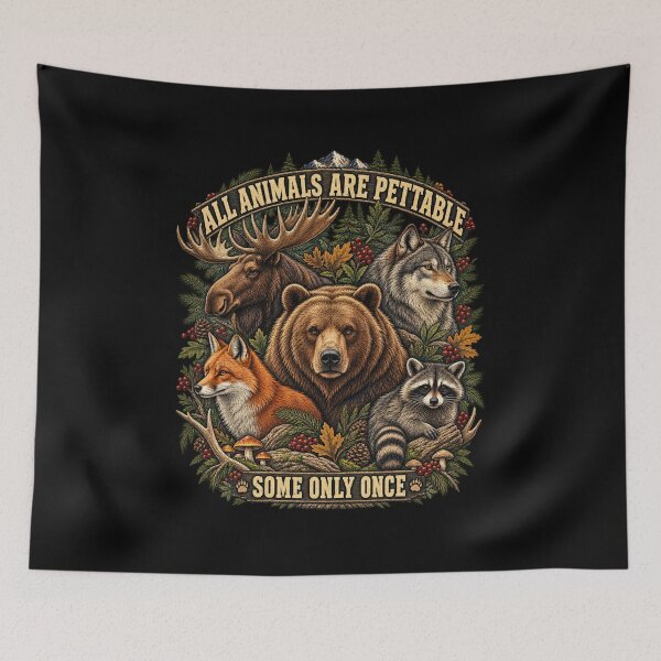 Item preview, All Animals Are Pettable Some Only Once Vintage Retro Nature T-Shirt | Funny Wildlife Lover Graphic Gift designed and sold by Trendably.