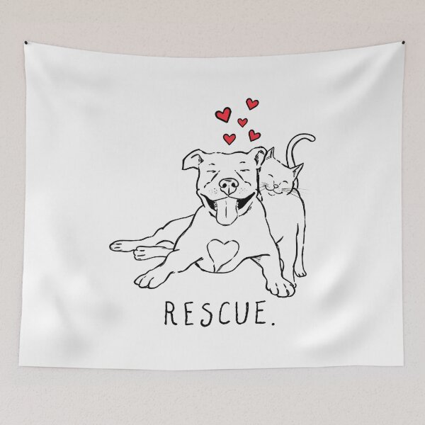 Item preview, Rescue Dog and Cat Love Illustration designed and sold by OlyvieArt.
