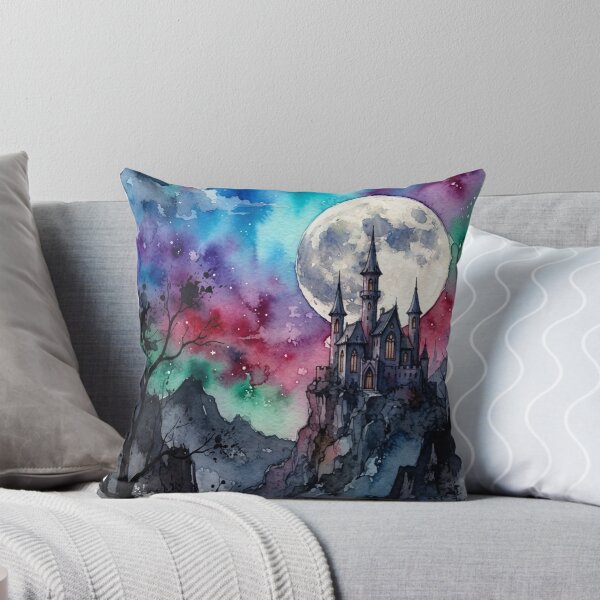 Item preview, Mysterious Gothic Castle Watercolor Phone Case, Dark Academia Fantasy Night Sky Art, Luminous Moon and Mountain Landscape Merchandise designed and sold by GrabaHuk.