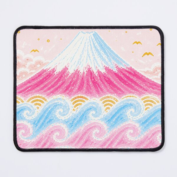 Item preview, Pink & Blue Mount Fuji – Japanese Waves & Kawaii Japan Art designed and sold by YohakuPause.