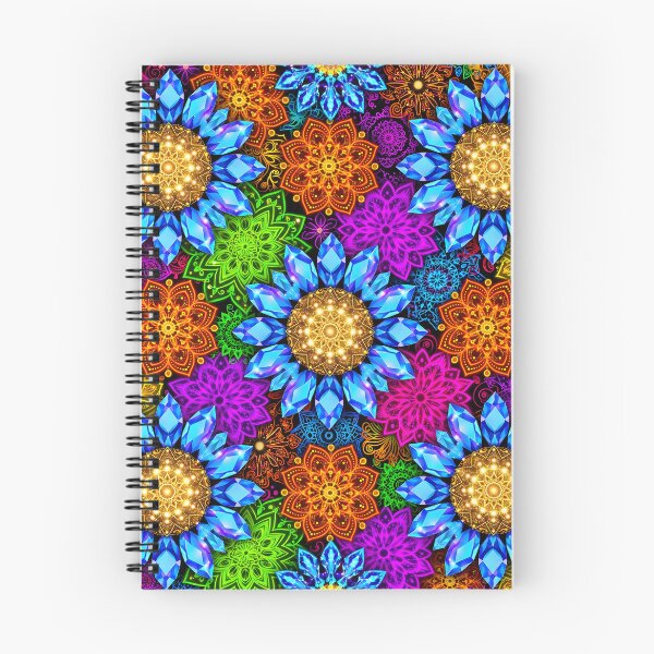 Item preview, Crystal Blue Sunflower Neon Mandala - Vivid Psychedelic Seamless designed and sold by Ela Art Space .