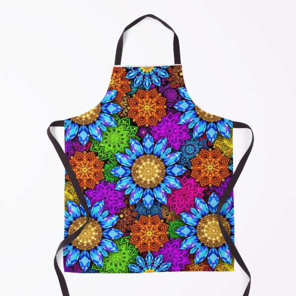 Item preview, Crystal Blue Sunflower Neon Mandala - Vivid Psychedelic Seamless designed and sold by Ela Art Space .