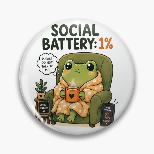 Artikelvorschau, Soziale Batterie: 1 % – Lustiges, introvertiertes Frosch-Cartoon-Design entworfen und verkauft von Kiinaaa.