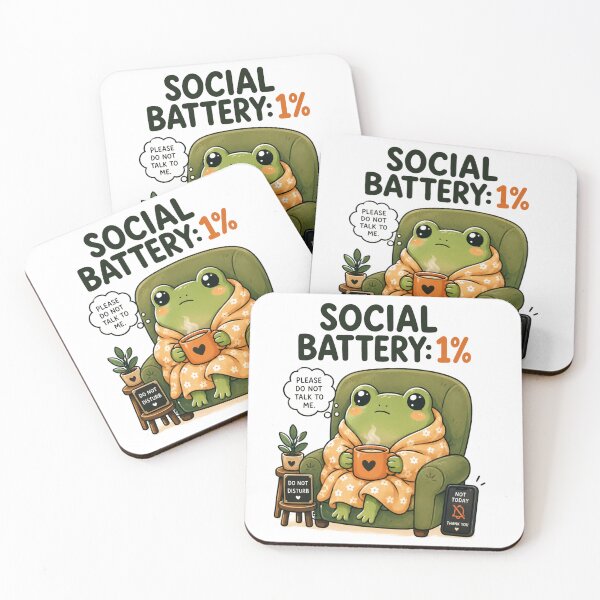 Item preview, Social Battery: 1% – Funny Introvert Frog Cute Cartoon Design designed and sold by Kiinaaa.
