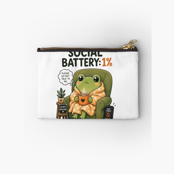 Item preview, Social Battery: 1% – Funny Introvert Frog Cute Cartoon Design designed and sold by Kiinaaa.