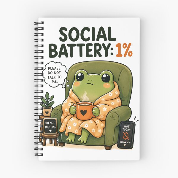 Item preview, Social Battery: 1% – Funny Introvert Frog Cute Cartoon Design designed and sold by Kiinaaa.