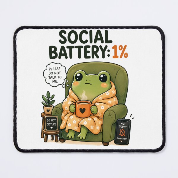 Item preview, Social Battery: 1% – Funny Introvert Frog Cute Cartoon Design designed and sold by Kiinaaa.