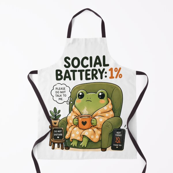 Item preview, Social Battery: 1% – Funny Introvert Frog Cute Cartoon Design designed and sold by Kiinaaa.