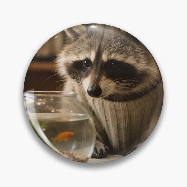 Item preview, Raccoon Watching Goldfish Wall Art | Curious Woodland Animal by a Fish Tank | Retro Photography Aesthetic Nostalgic Vintage Print designed and sold by PaintedPixels01.