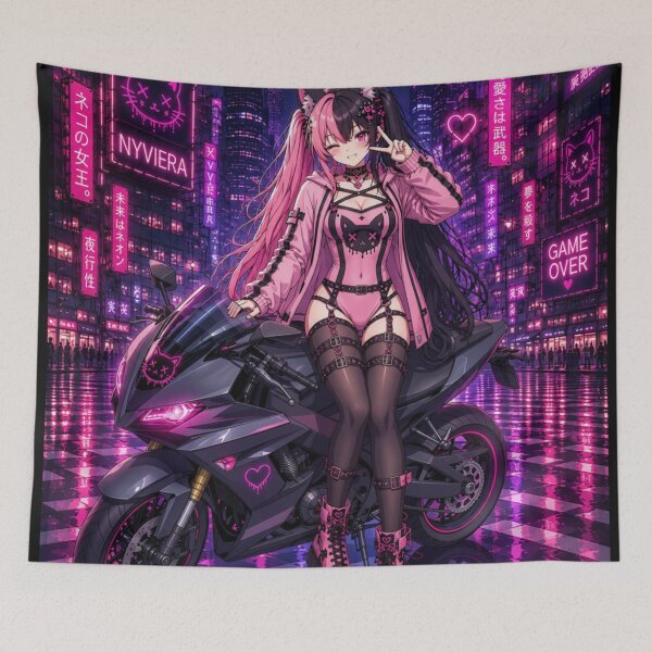 Item preview, Neon Neko Biker Girl designed and sold by Revyra Design .