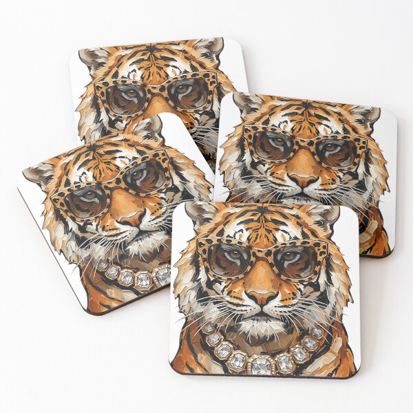 Item preview, Glamorous Tiger with Glasses and Diamond Necklace designed and sold by NoeValdric.