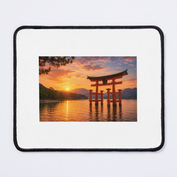Item preview, Itsukushima Shrine Floating Torii at Sunset | Miyajima Japan Landscape Art designed and sold by NihonKamonScape.