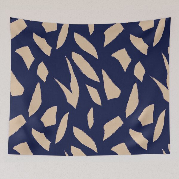 Item preview, Navy Blue Cream Organic Abstract Pattern designed and sold by imaniko.