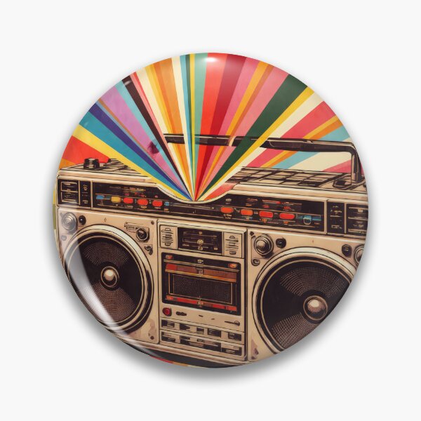 Item preview, Retro Boombox Vintage Colorful Rainbow Sunburst Art designed and sold by Cine8.