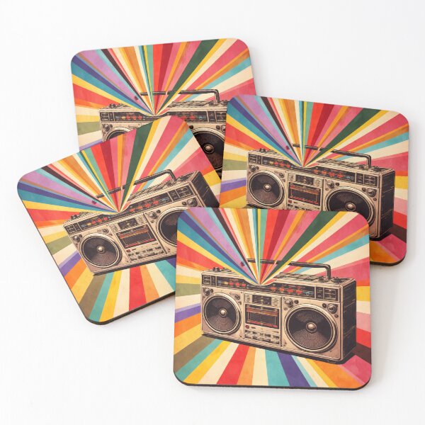 Item preview, Retro Boombox Vintage Colorful Rainbow Sunburst Art designed and sold by Cine8.