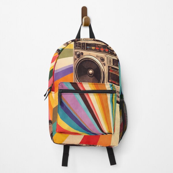 Item preview, Retro Boombox Vintage Colorful Rainbow Sunburst Art designed and sold by Cine8.