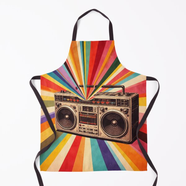 Item preview, Retro Boombox Vintage Colorful Rainbow Sunburst Art designed and sold by Cine8.