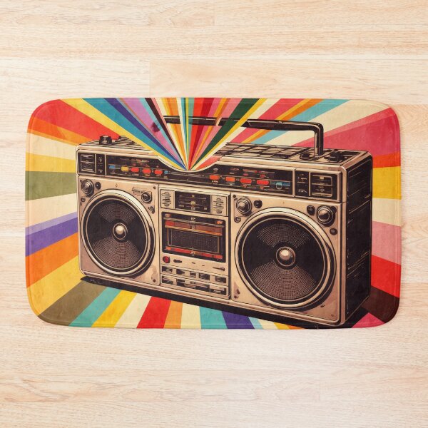 Item preview, Retro Boombox Vintage Colorful Rainbow Sunburst Art designed and sold by Cine8.