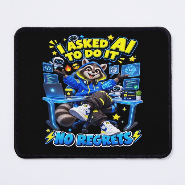 Item preview, I Asked AI To Do It No Regrets Funny Raccoon Meme T-Shirt Gift For Programmers Developers And Tech Lovers designed and sold by SynthWaveR.