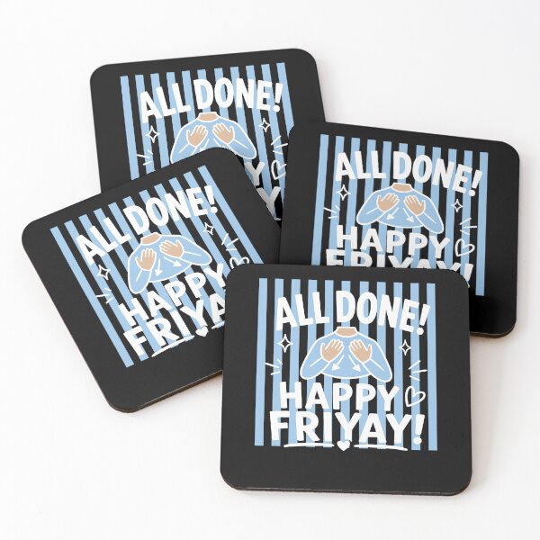 Item preview, All Done Happy Friday ASL Sign Language Preppy Striped designed and sold by Glow-Paw-Studio.