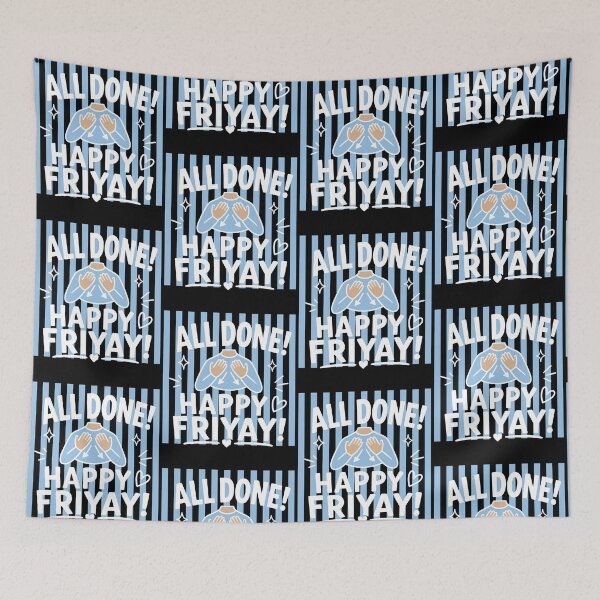 Item preview, All Done Happy Friday ASL Sign Language Preppy Striped designed and sold by Glow-Paw-Studio.
