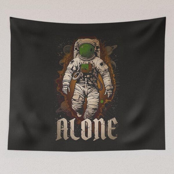 Item preview, Astronaut Grunge Alone Space Horror Special Edition for Dark Textiles designed and sold by Shyla Marsare.