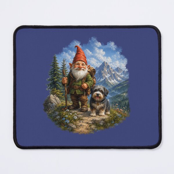 Item preview, Alpine Hiking Gnome and Dog – Mountain Adventure Fantasy Illustration designed and sold by Alpine-Ink.
