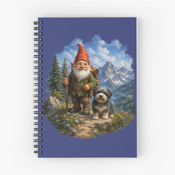 Item preview, Alpine Hiking Gnome and Dog – Mountain Adventure Fantasy Illustration designed and sold by Alpine-Ink.