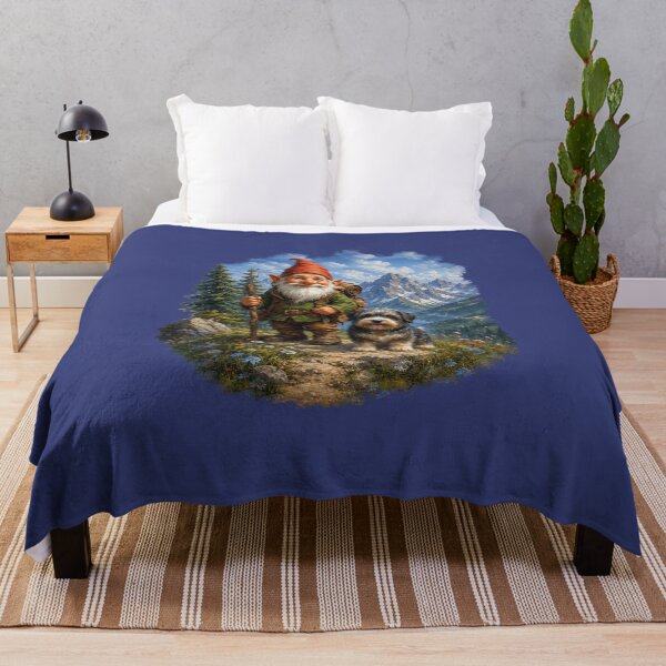 Item preview, Alpine Hiking Gnome and Dog – Mountain Adventure Fantasy Illustration designed and sold by Alpine-Ink.