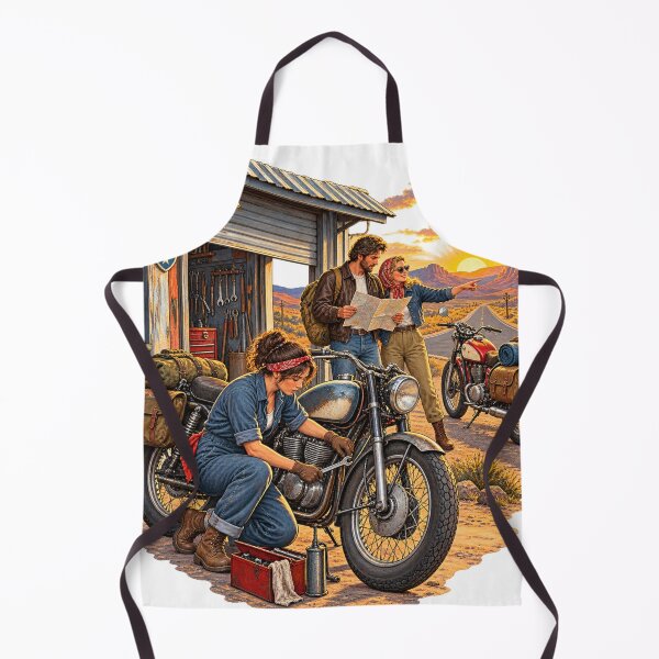 Item preview, Vintage Motorcycle Road Trip Desert Sunset Art designed and sold by Normandy Road Heritage™ - Vintage Garage Art.