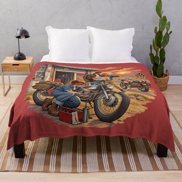 Item preview, Vintage Motorcycle Road Trip Desert Sunset Art designed and sold by Normandy Road Heritage™ - Vintage Garage Art.