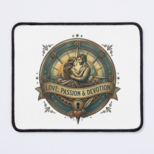 Item preview, Love Passion and Devotion Vintage Romantic Couple Emblem designed and sold by eihabo.