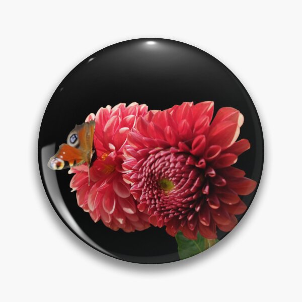 Item preview, Red Dahlia with Red Butterfly For Bringing Love To Oneself and The World Black Background designed and sold by BOKEbyTC.