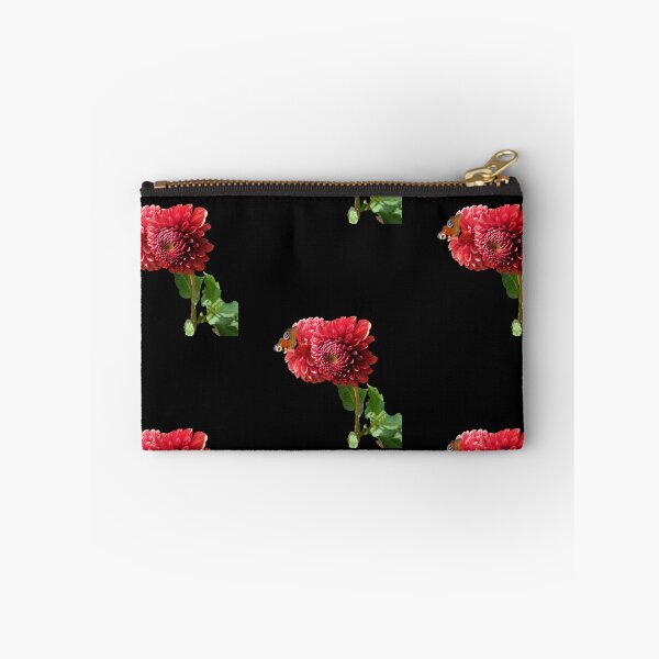 Item preview, Red Dahlia with Red Butterfly For Bringing Love To Oneself and The World Black Background designed and sold by BOKEbyTC.