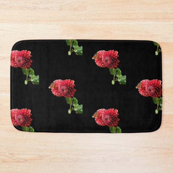 Item preview, Red Dahlia with Red Butterfly For Bringing Love To Oneself and The World Black Background designed and sold by BOKEbyTC.