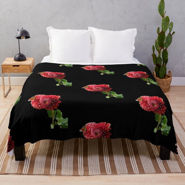 Item preview, Red Dahlia with Red Butterfly For Bringing Love To Oneself and The World Black Background designed and sold by BOKEbyTC.