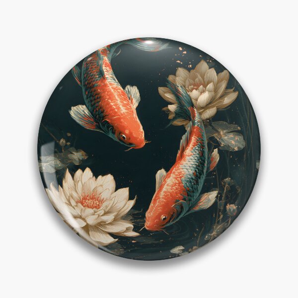 Item preview, Japanese Koi Carps Lotus Pond Ukiyoe Zen Art designed and sold by GrinGalore.