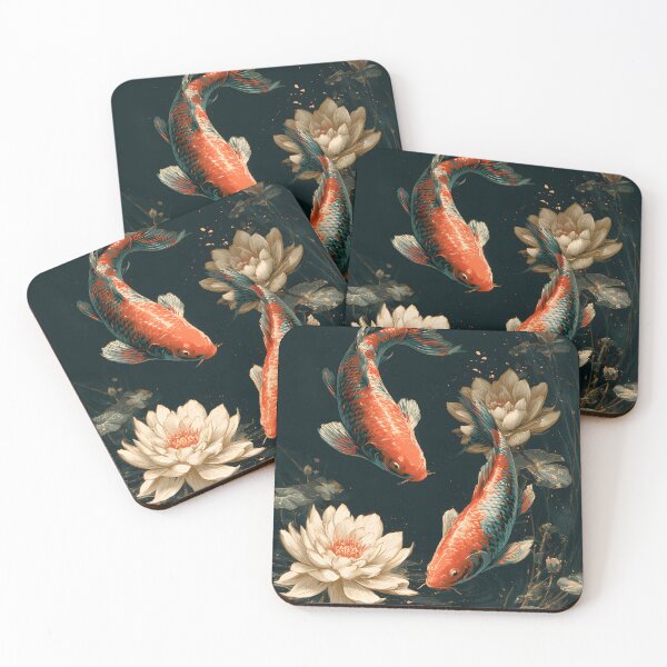 Item preview, Japanese Koi Carps Lotus Pond Ukiyoe Zen Art designed and sold by GrinGalore.