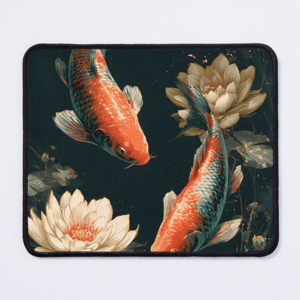 Item preview, Japanese Koi Carps Lotus Pond Ukiyoe Zen Art designed and sold by GrinGalore.