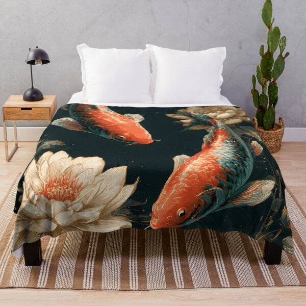 Item preview, Japanese Koi Carps Lotus Pond Ukiyoe Zen Art designed and sold by GrinGalore.