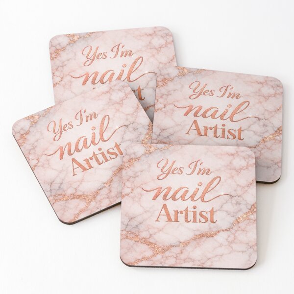 Item preview, Yes I’m a Nail Artist – Elegant Pink Marble Rose Gold Nail Tech Design designed and sold by Lalala cute.