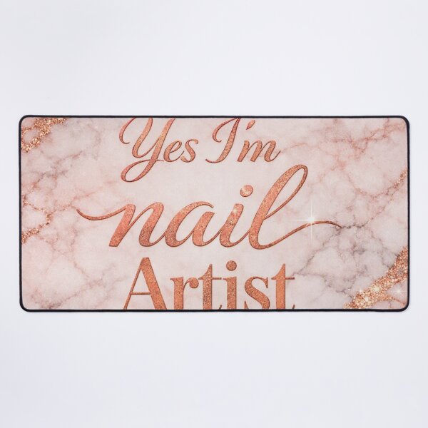 Item preview, Yes I’m a Nail Artist – Elegant Pink Marble Rose Gold Nail Tech Design designed and sold by Lalala cute.